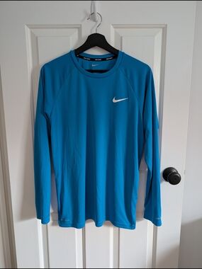 Nike Dri-FIT Men's Long Sleeve Athletic Shirt - Bright Blue